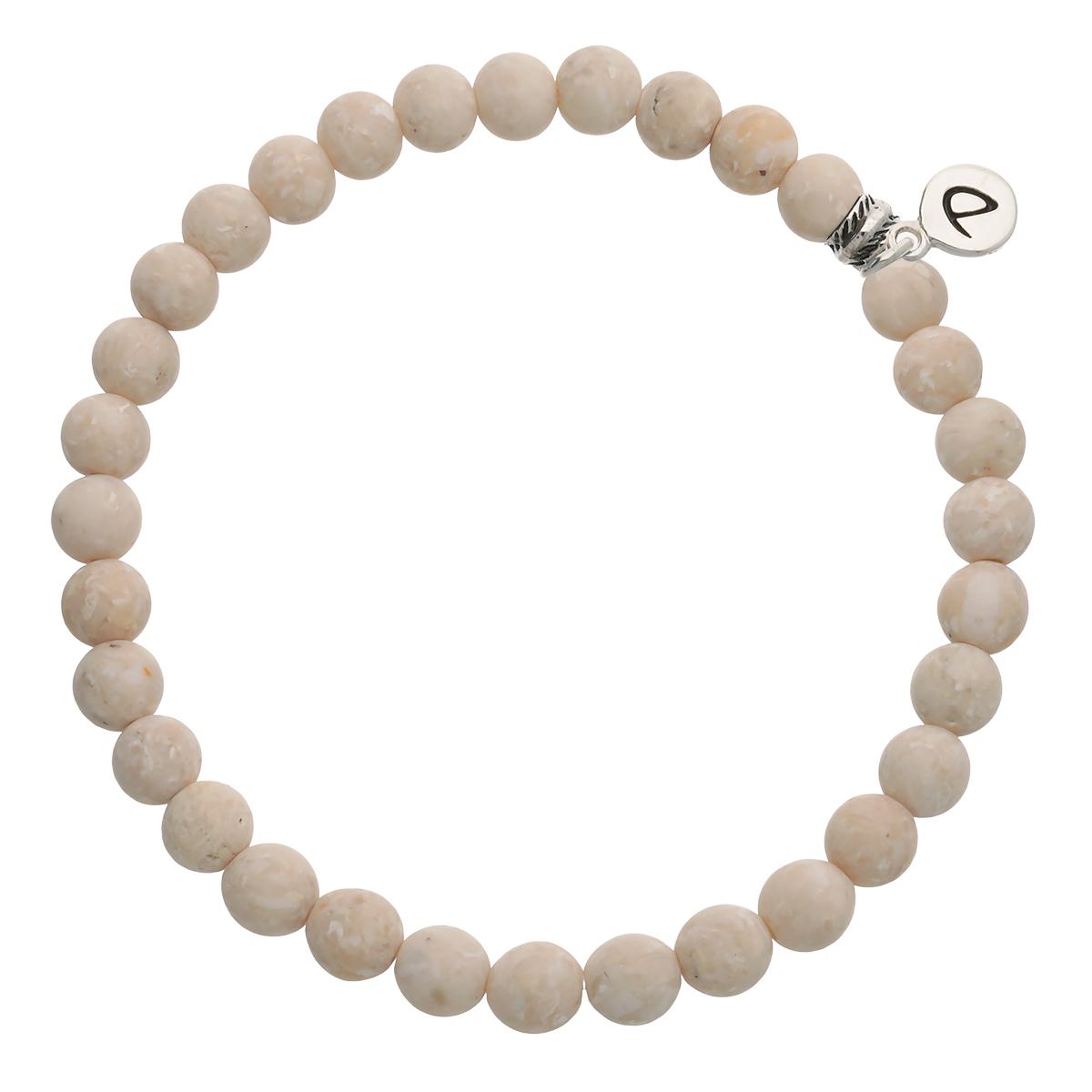 Bracelet Homme Élastique Beige Clair Pierre de Rivière Mat 6mm