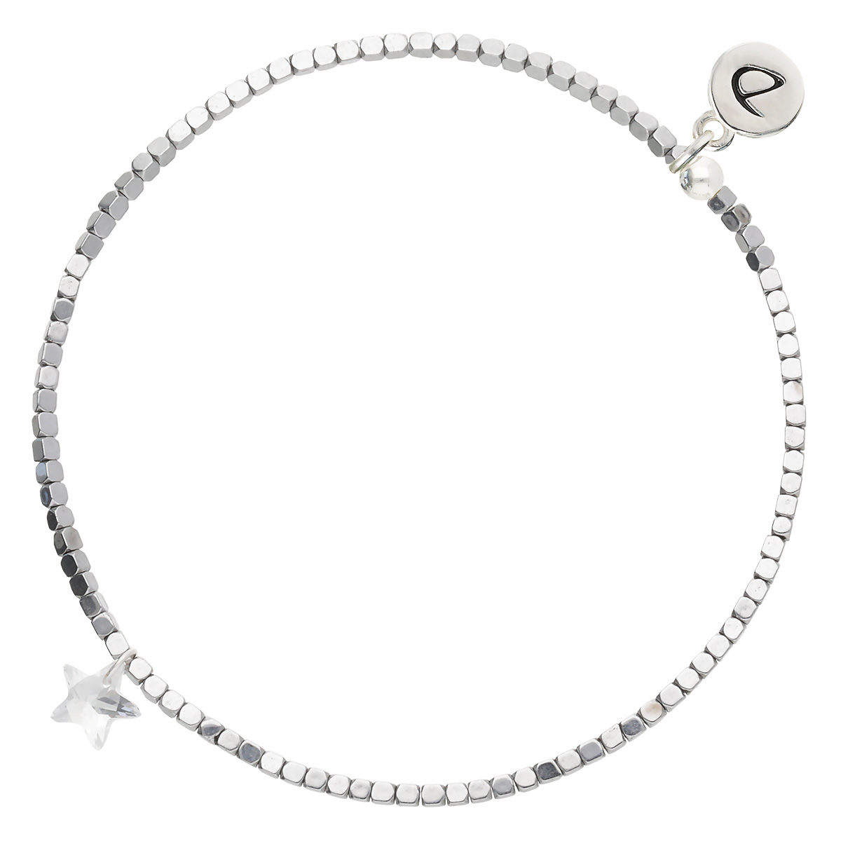 Bracelet Élastique Étoile Zirconium Hématite