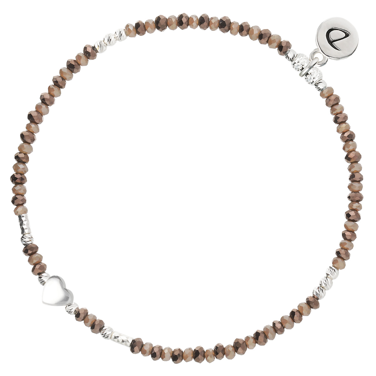 Bracelet Élastique En Argent 925 Marron Mon Petit Coeur
