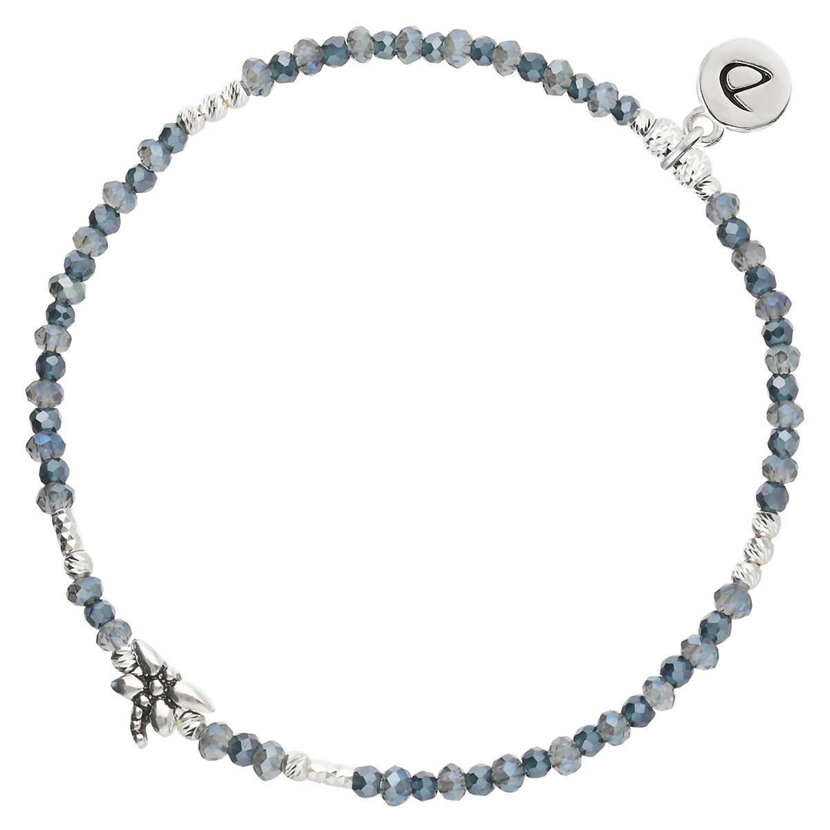 Bracelet Élastique En Argent 925 Bleu Ma Libellule