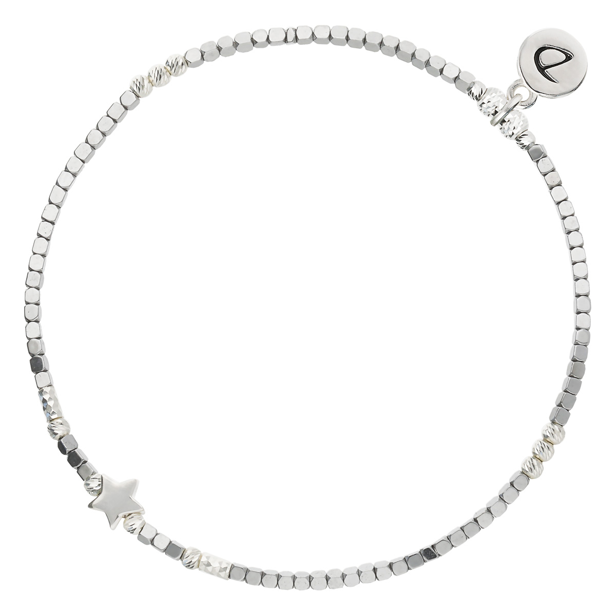 Bracelet Élastique En Argent 925 Gris Hématite La Petite Star