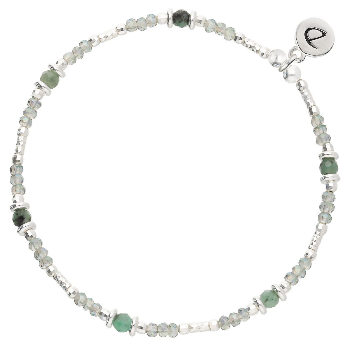 Bracelet Élastique En Argent 925 Vert Le Raffiné