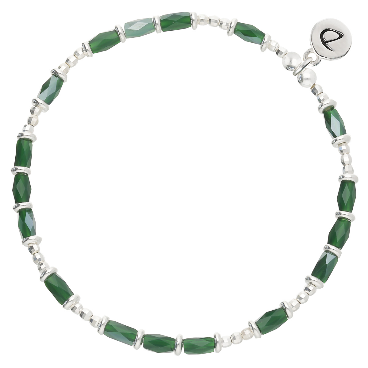 Bracelet Élastique En Argent 925 Vert Prestance