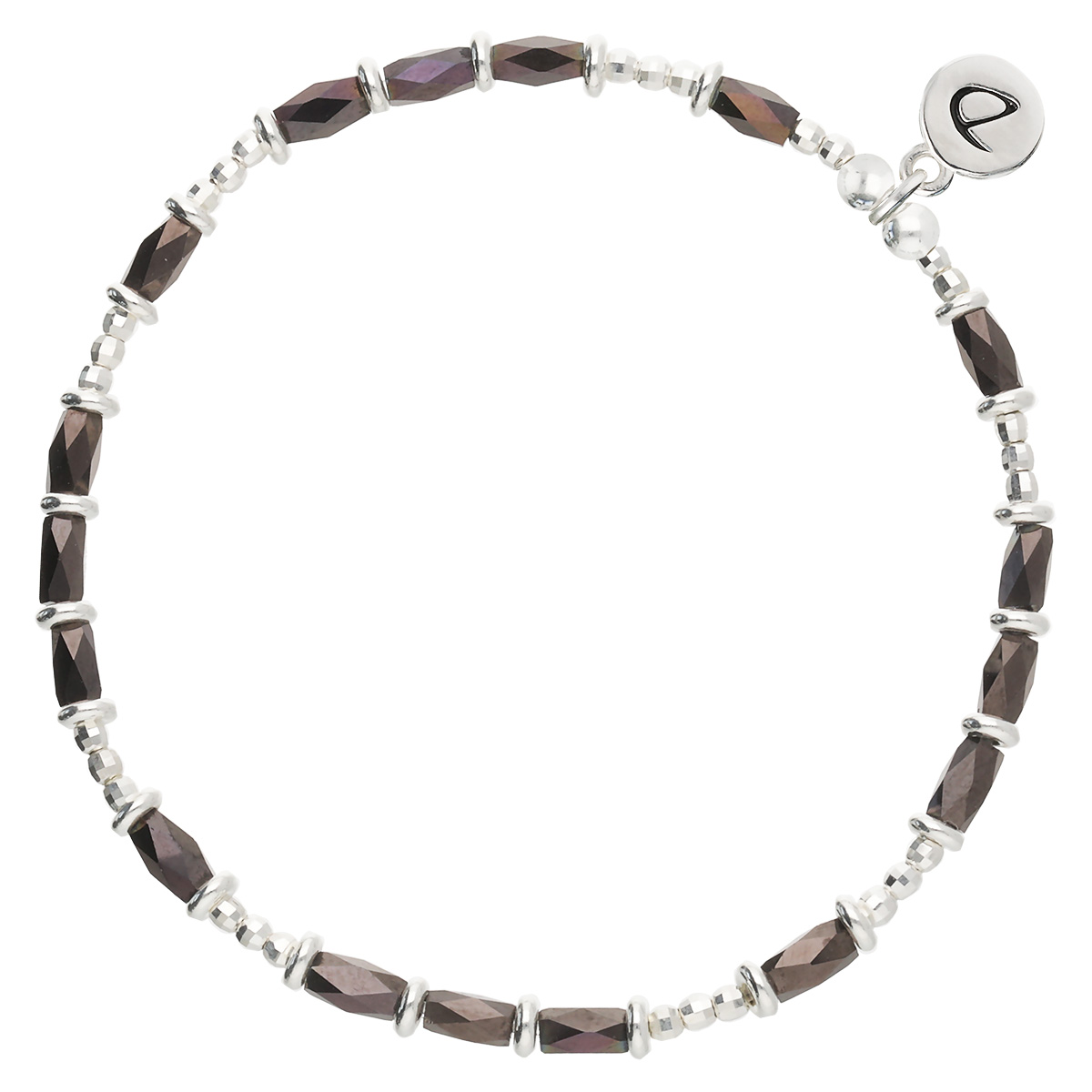 Bracelet Élastique En Argent 925 Marron Prestance