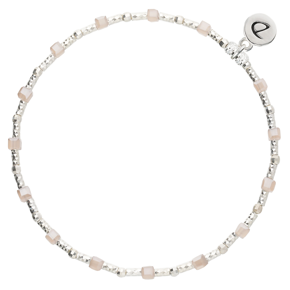 Bracelet Élastique En Argent 925 Petits Cubes Marron