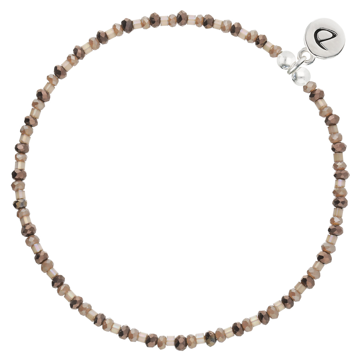 Bracelet Élastique En Argent 925 Marron Matala