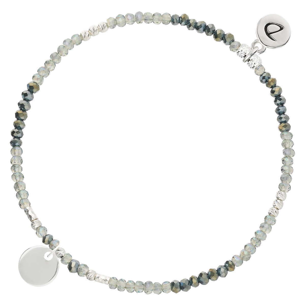 Bracelet Élastique En Argent 925 Pastille Vert Gravable