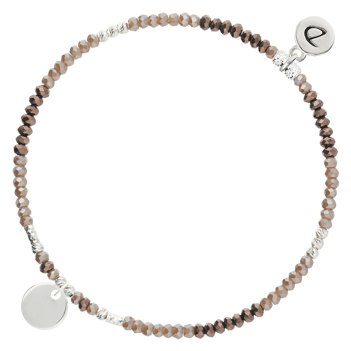 Bracelet Élastique En Argent 925 Pastille Marron Gravable
