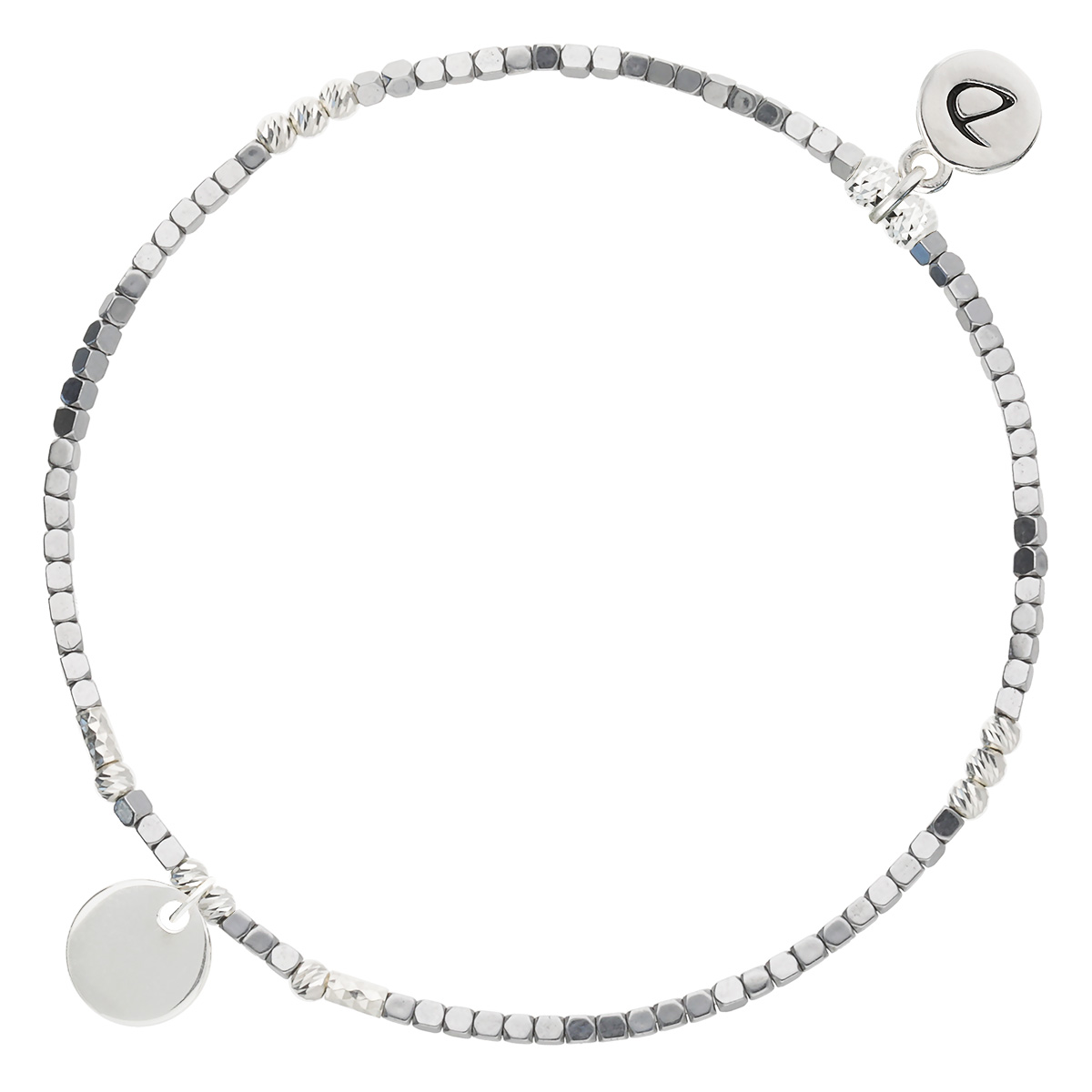 Bracelet Élastique En Argent 925 Pastille Gris Gravable