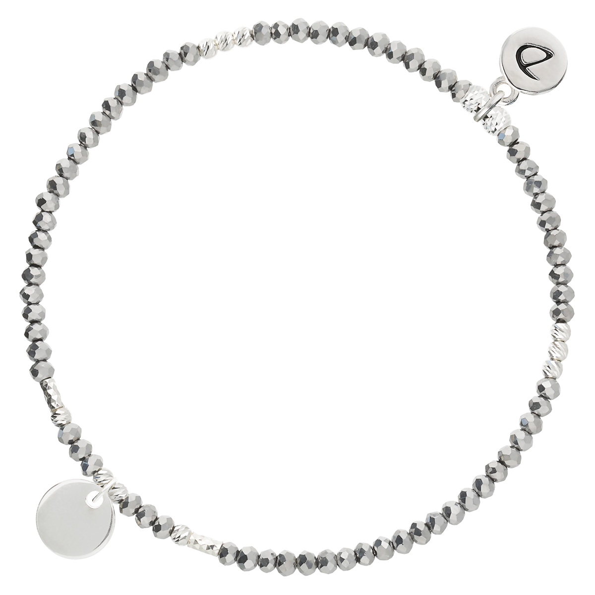 Bracelet Élastique En Argent 925 Pastille Gris Gravable