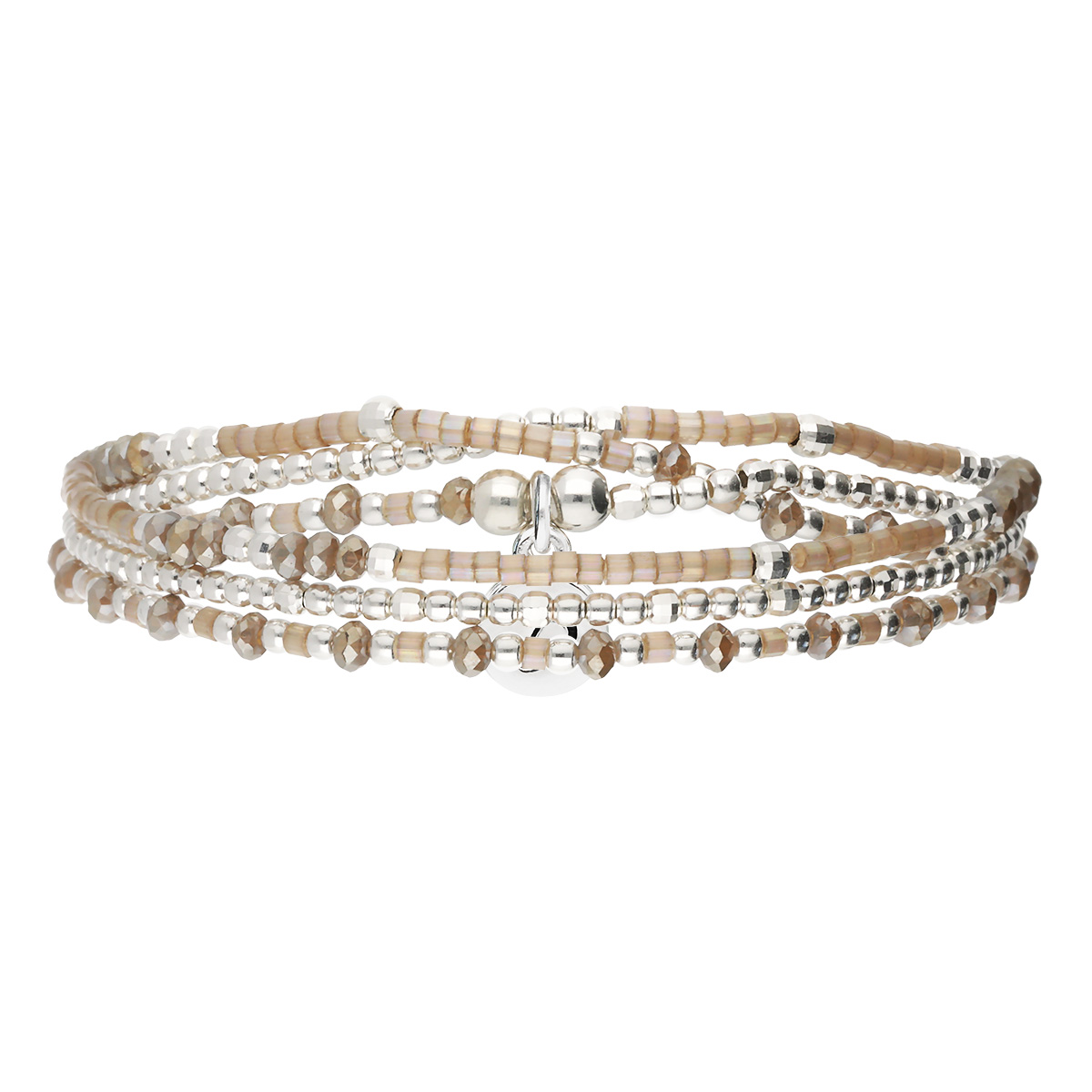 Bracelet Élastique En Argent 925 3 Tours Marron Santa-Giulia
