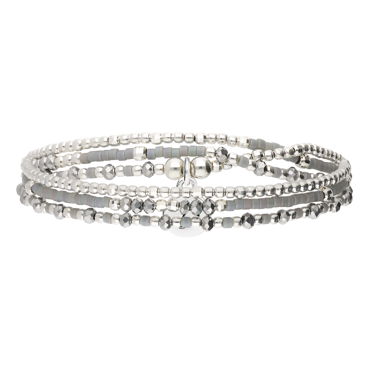Bracelet Élastique En Argent 925 3 Tours Gris Santa-Giulia