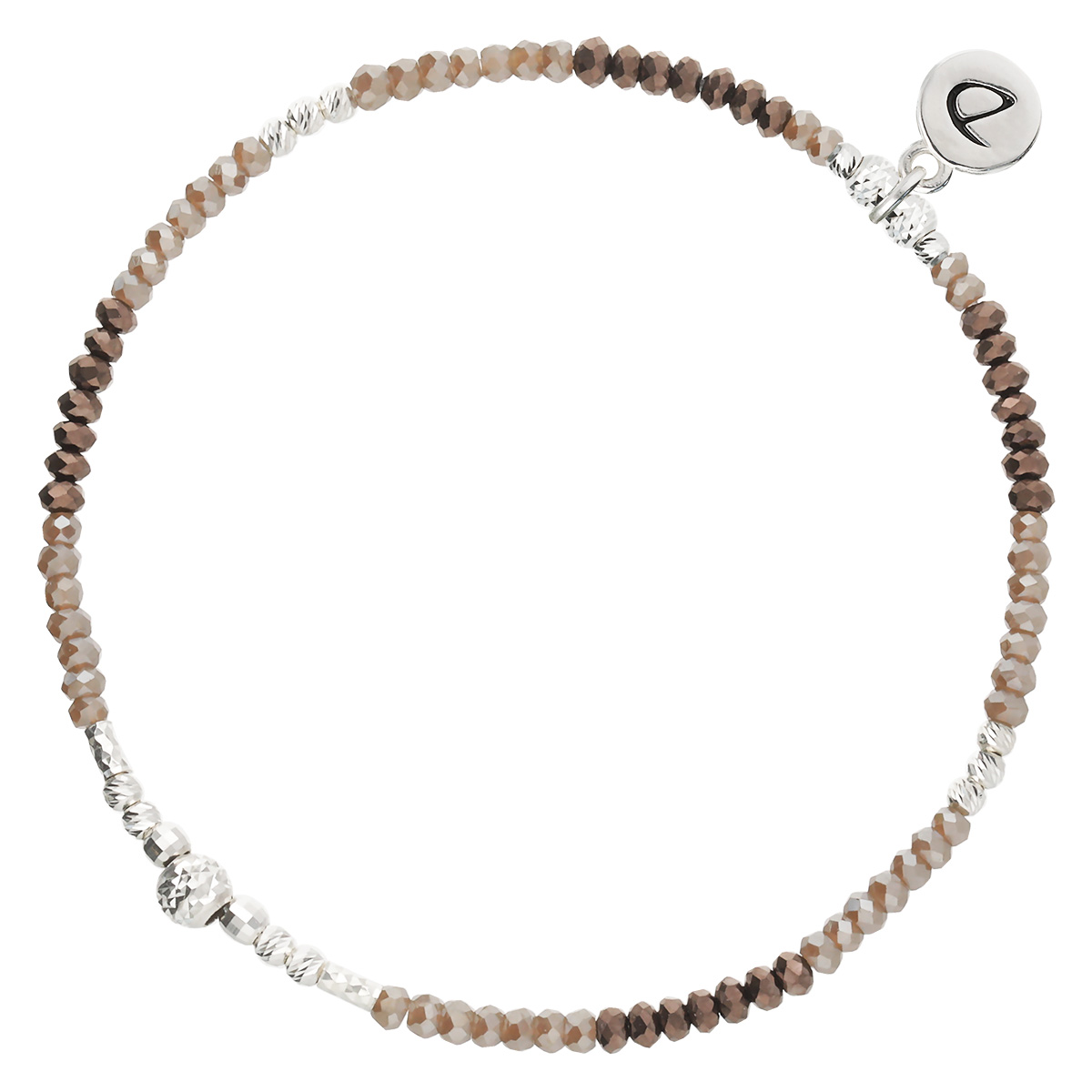 Bracelet Élastique En Argent 925 Marron Kandy