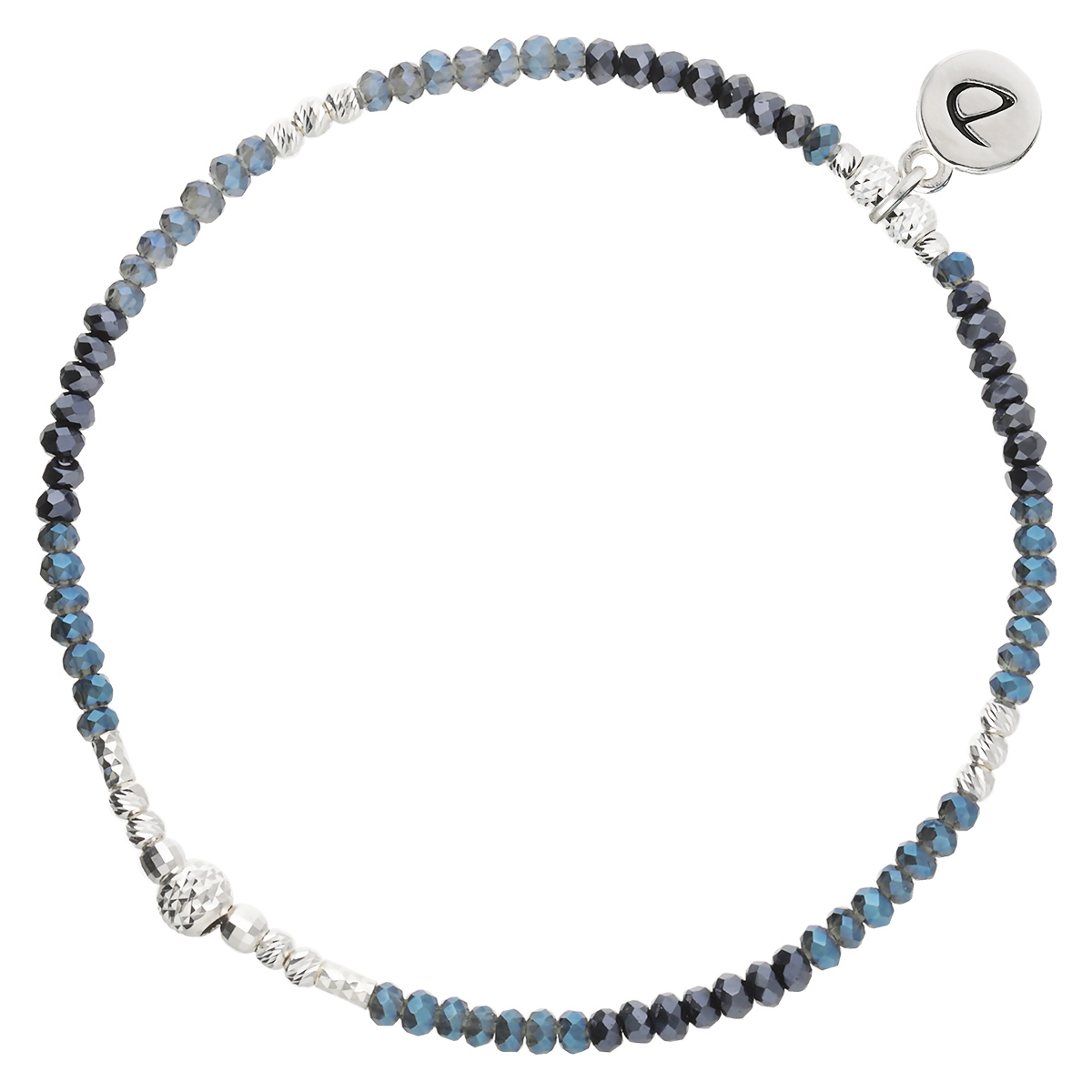 Bracelet Élastique En Argent 925 Bleu Kandy