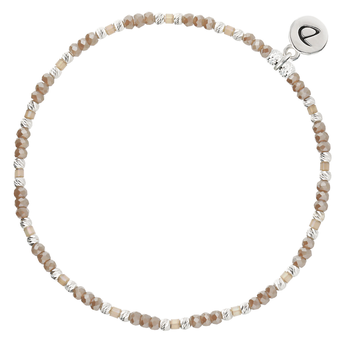 Bracelet Élastique En Argent 925 Marron Nusa