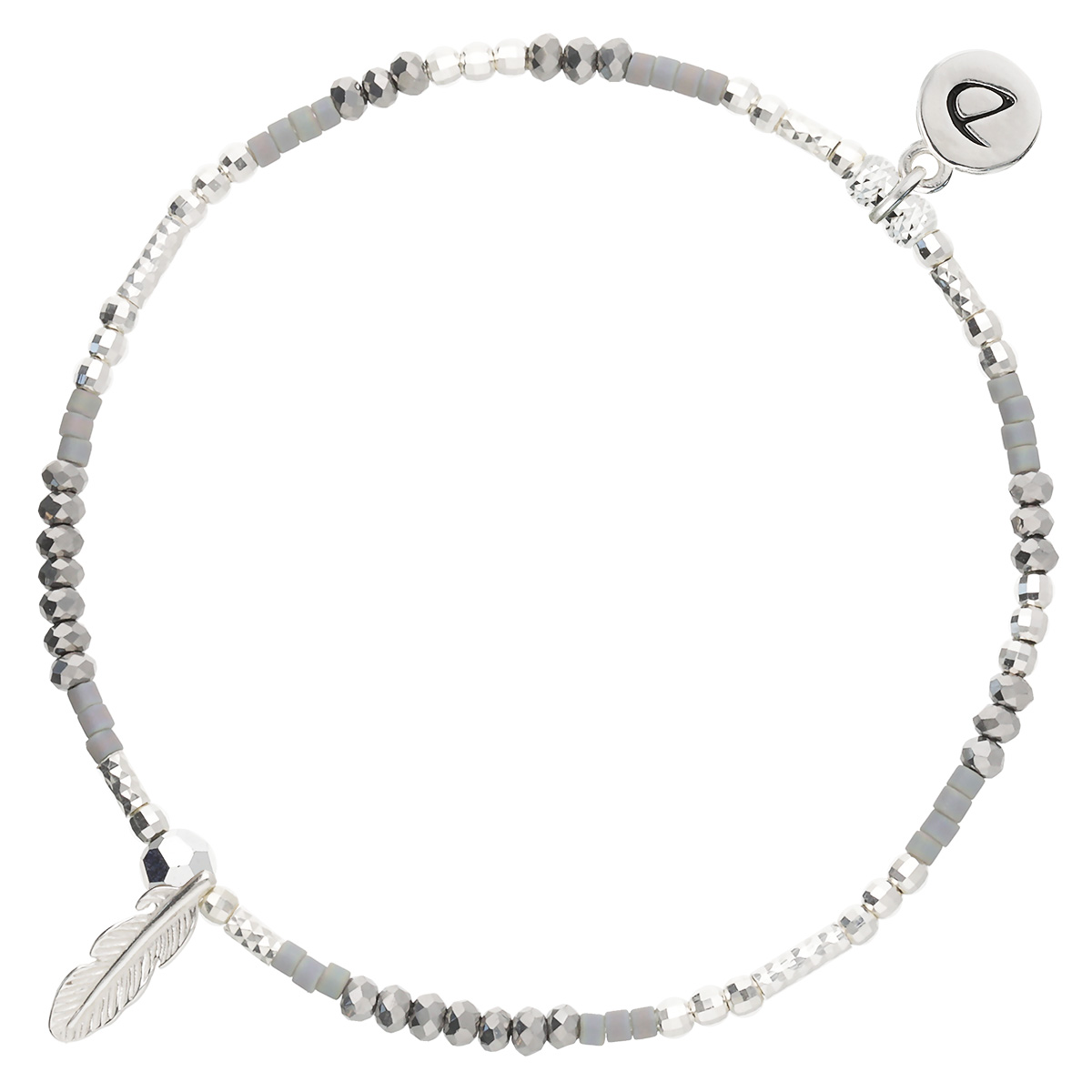 Bracelet Élastique En Argent 925 Gris Plume Merida