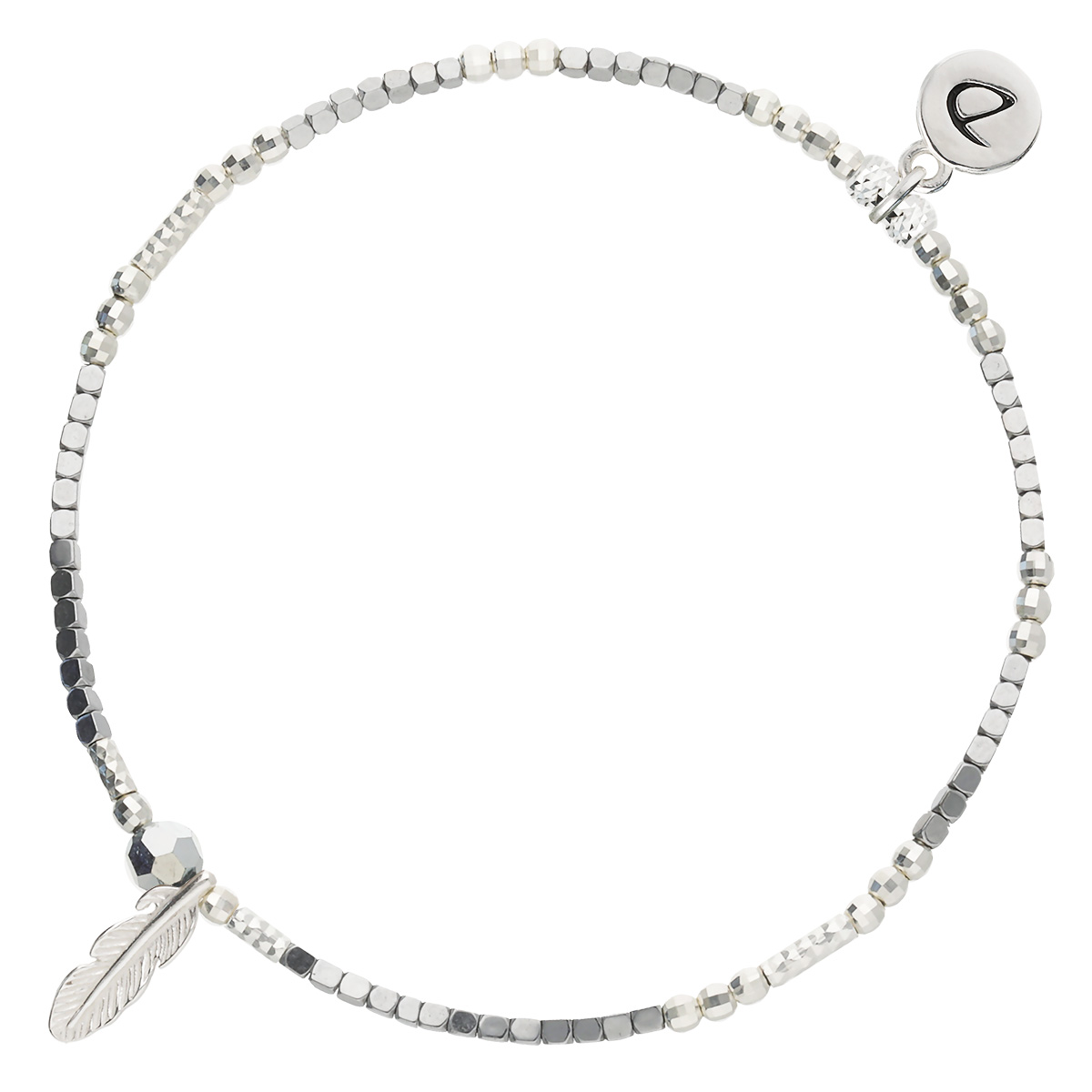 Bracelet Élastique En Argent 925 Gris Plume Merida