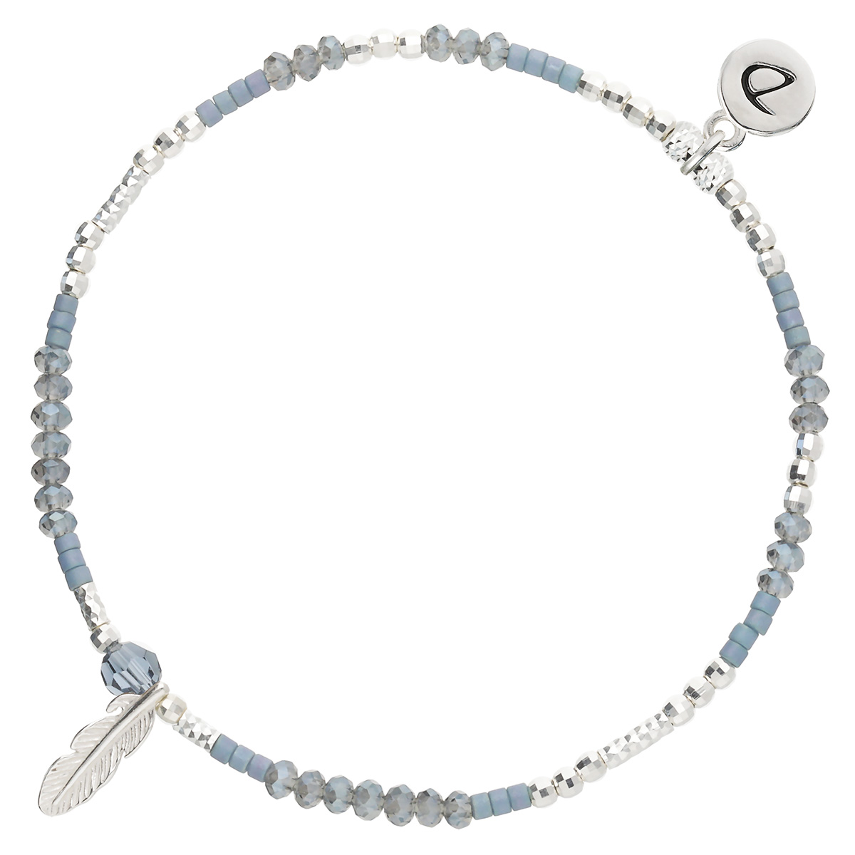 Bracelet Élastique En Argent 925 Bleu Plume Merida