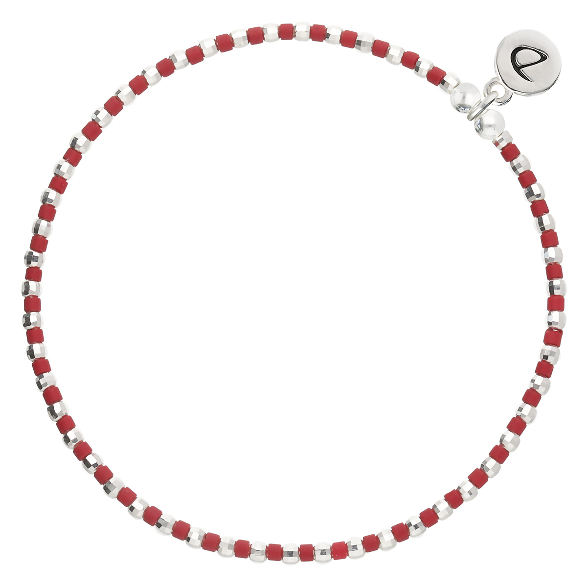 Bracelet Élastique En Argent 925 Rouge Ibiza