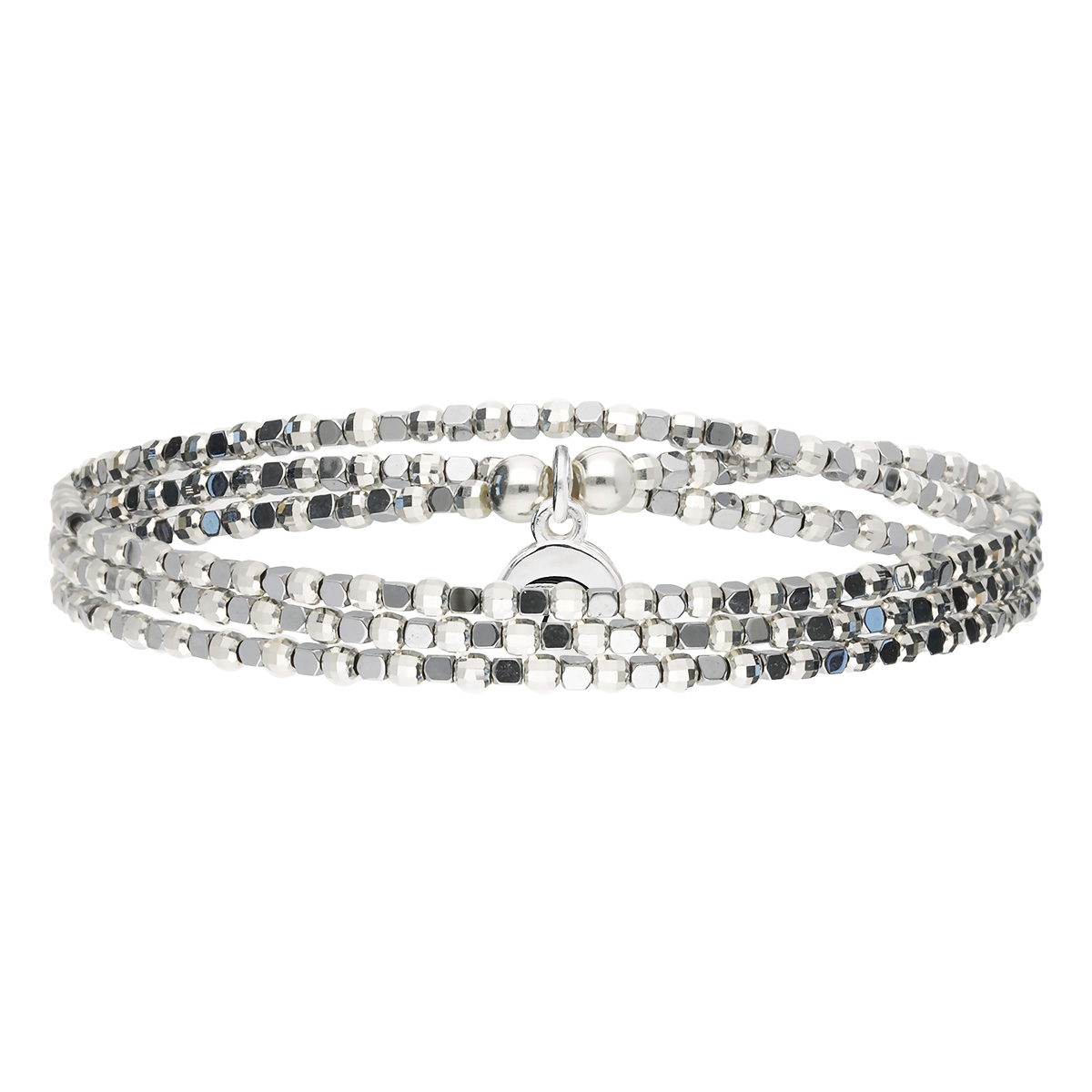Bracelet Élastique En Argent 925 3 Tours Gris Ibiza