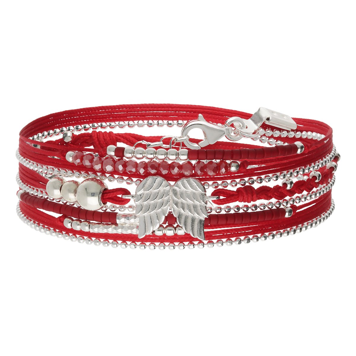 Bracelet 3 Tours Argent 925 Rouge Ailes D\' Ange Le Messager