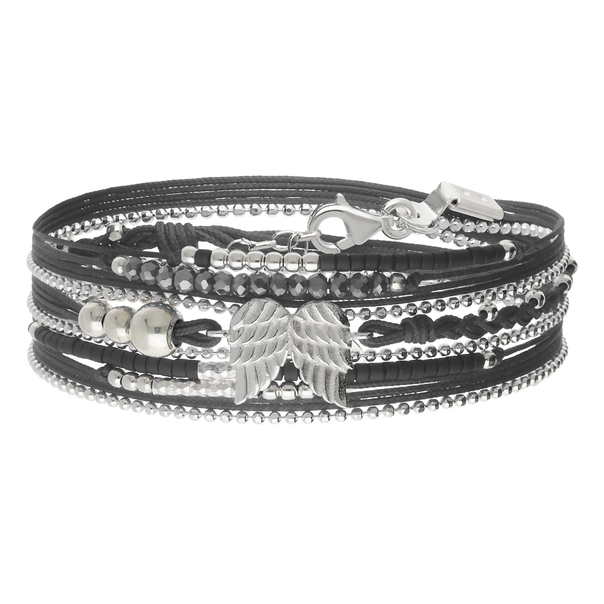 Bracelet 3 Tours Argent 925 Gris Ailes D\' Ange Le Messager