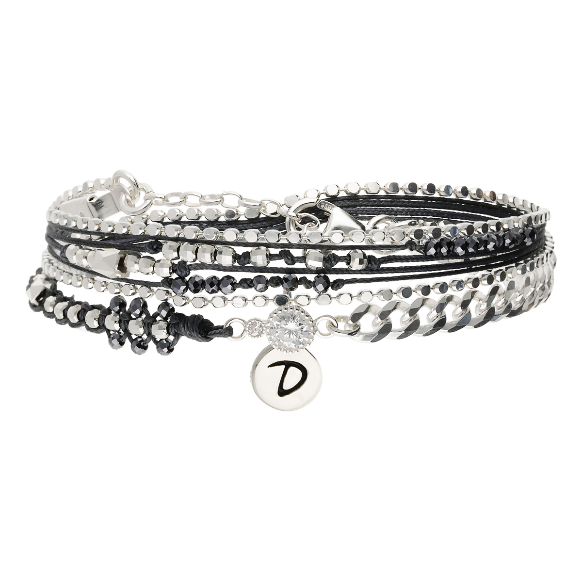 Bracelet 2 Tours Argent 925 Noir Le Précieux