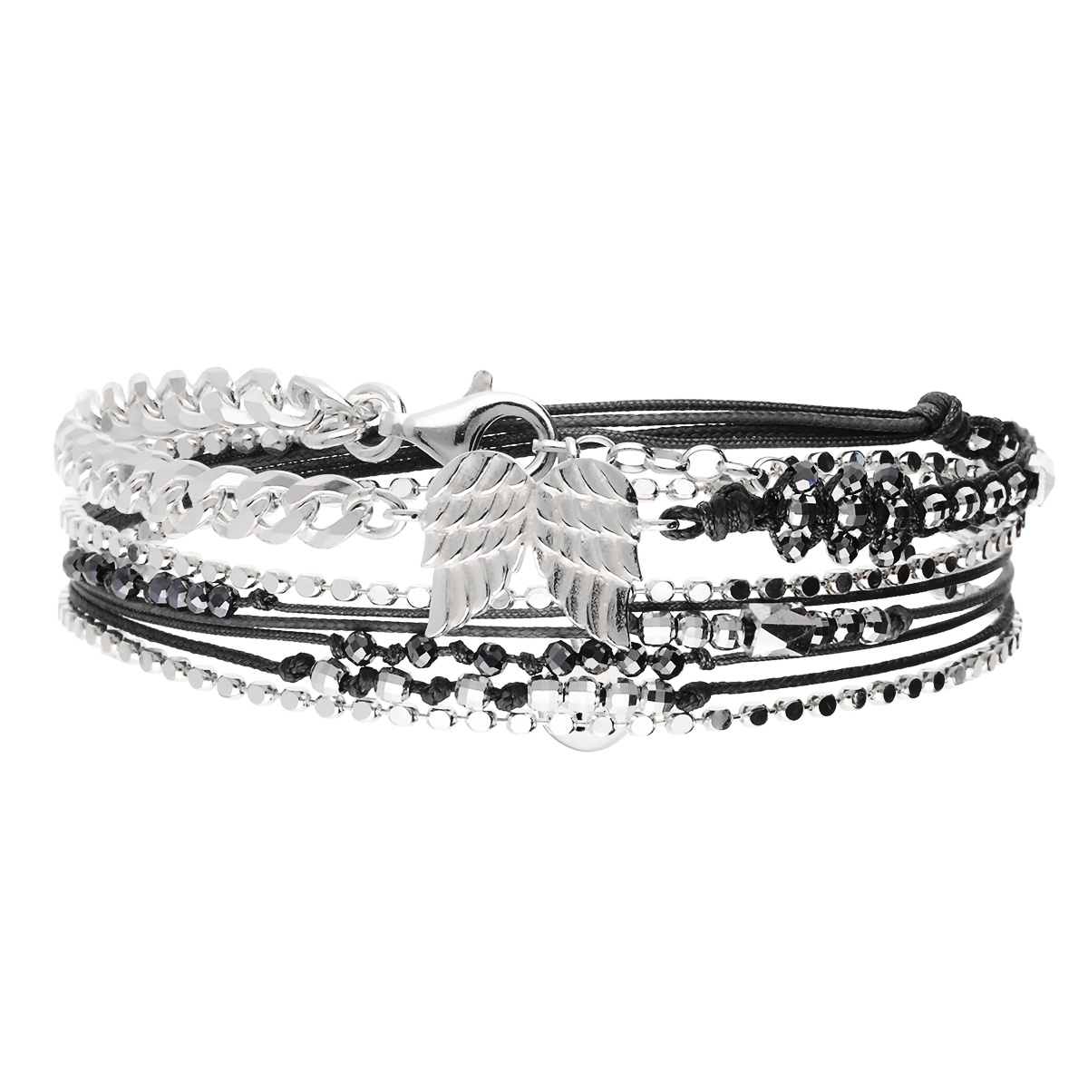 Bracelet 2 Tours Argent 925 Noir L\'Angélique