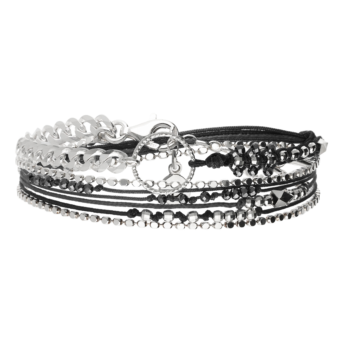 Bracelet 2 Tours Argent 925 Noir Le Chic À La Française