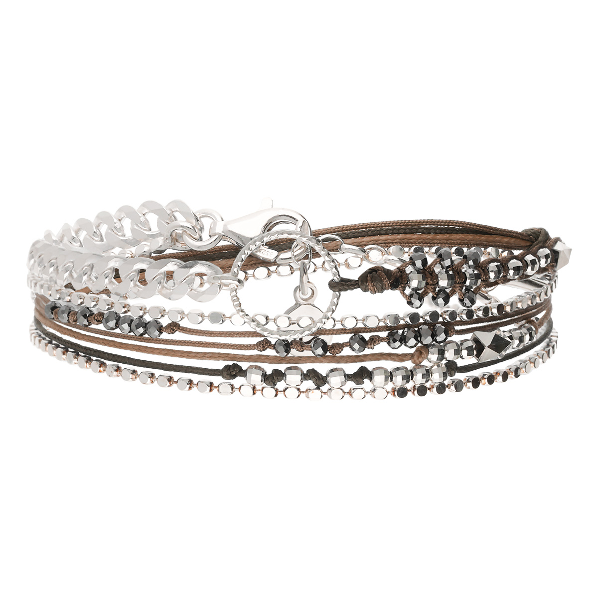 Bracelet 2 Tours Argent 925 Marron Le Chic À La Française