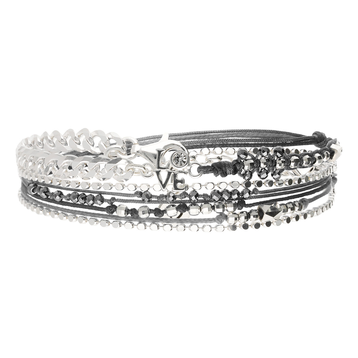 Bracelet 2 Tours Argent 925 Gris Le Forever Love