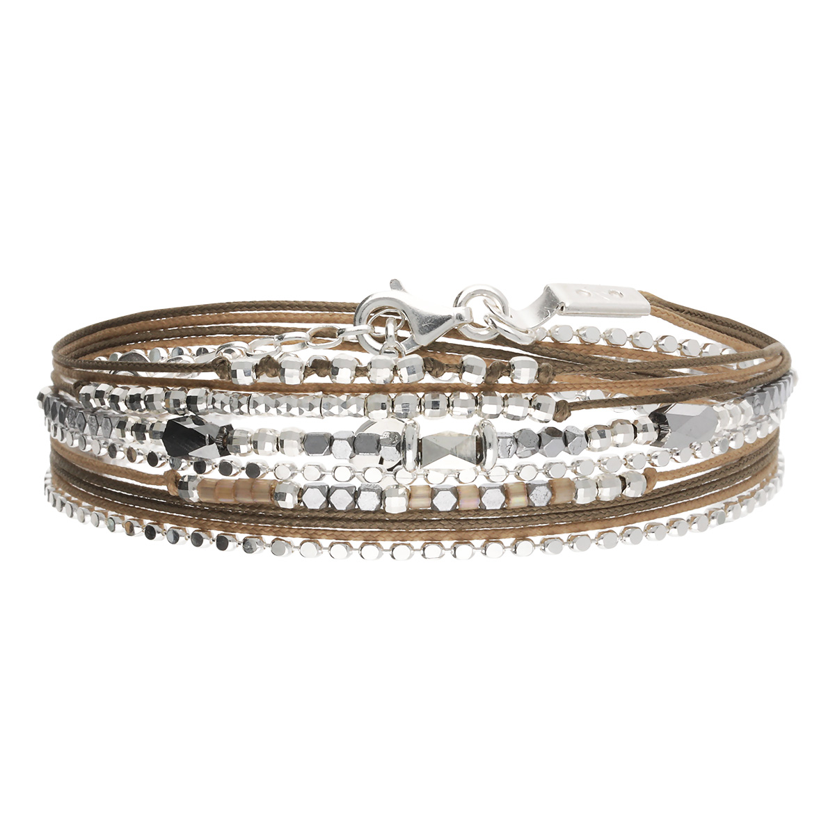 Bracelet 2 Tours Argent 925 Marron Le Tube