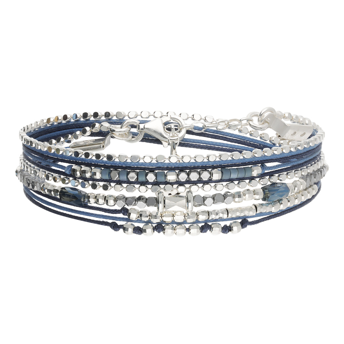 Bracelet 2 Tours Argent 925 Bleu  Le Tube