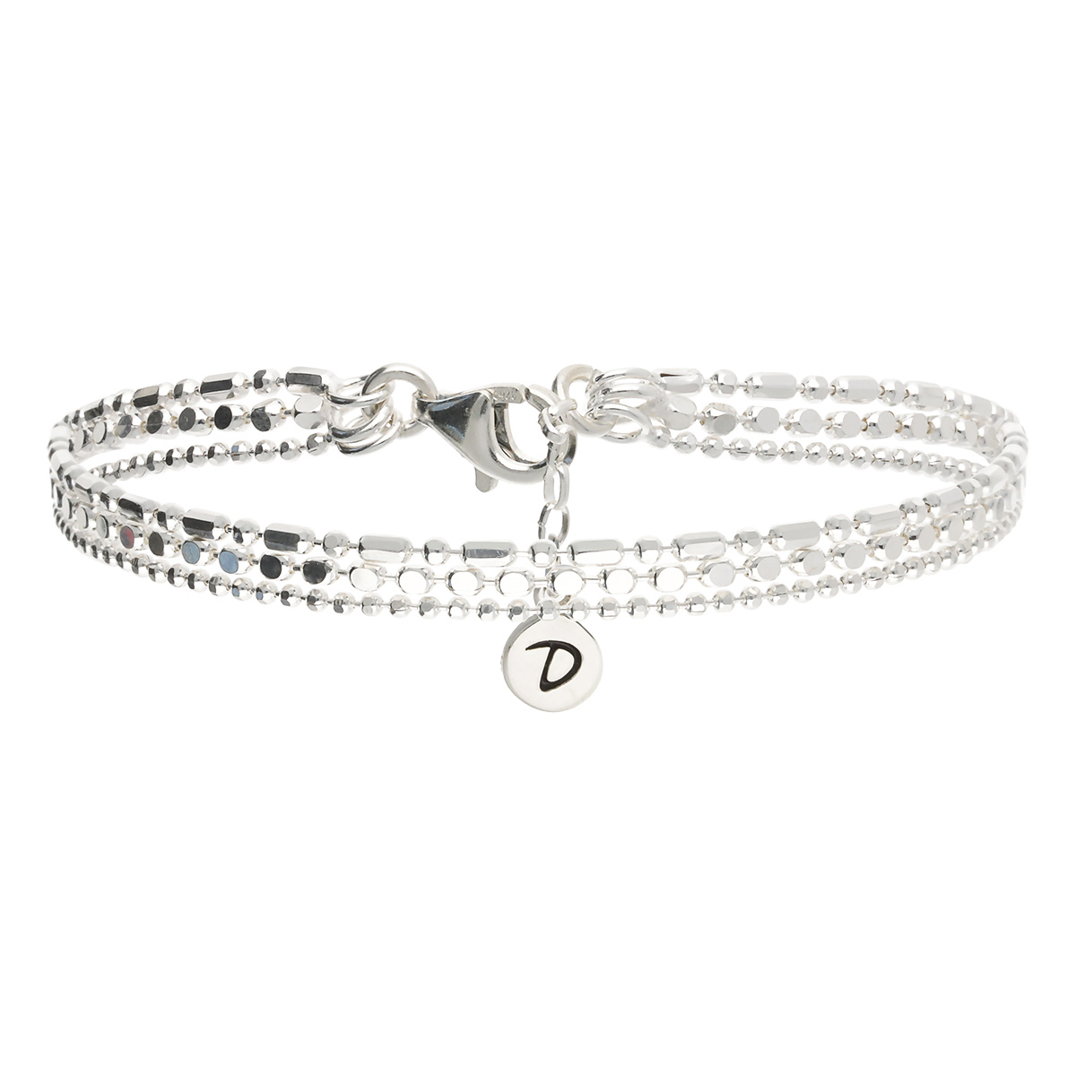 Bracelet Multi-Chaînes Avec Petits Cubes En Argent 925