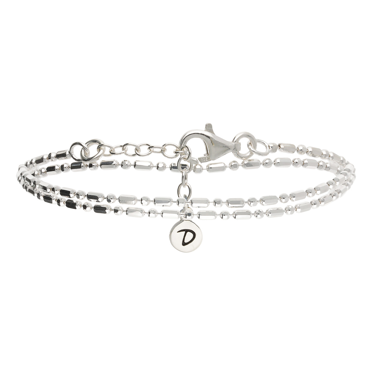 Bracelet Double Tours Chaîne Fine Olive Et Boule En Argent 925