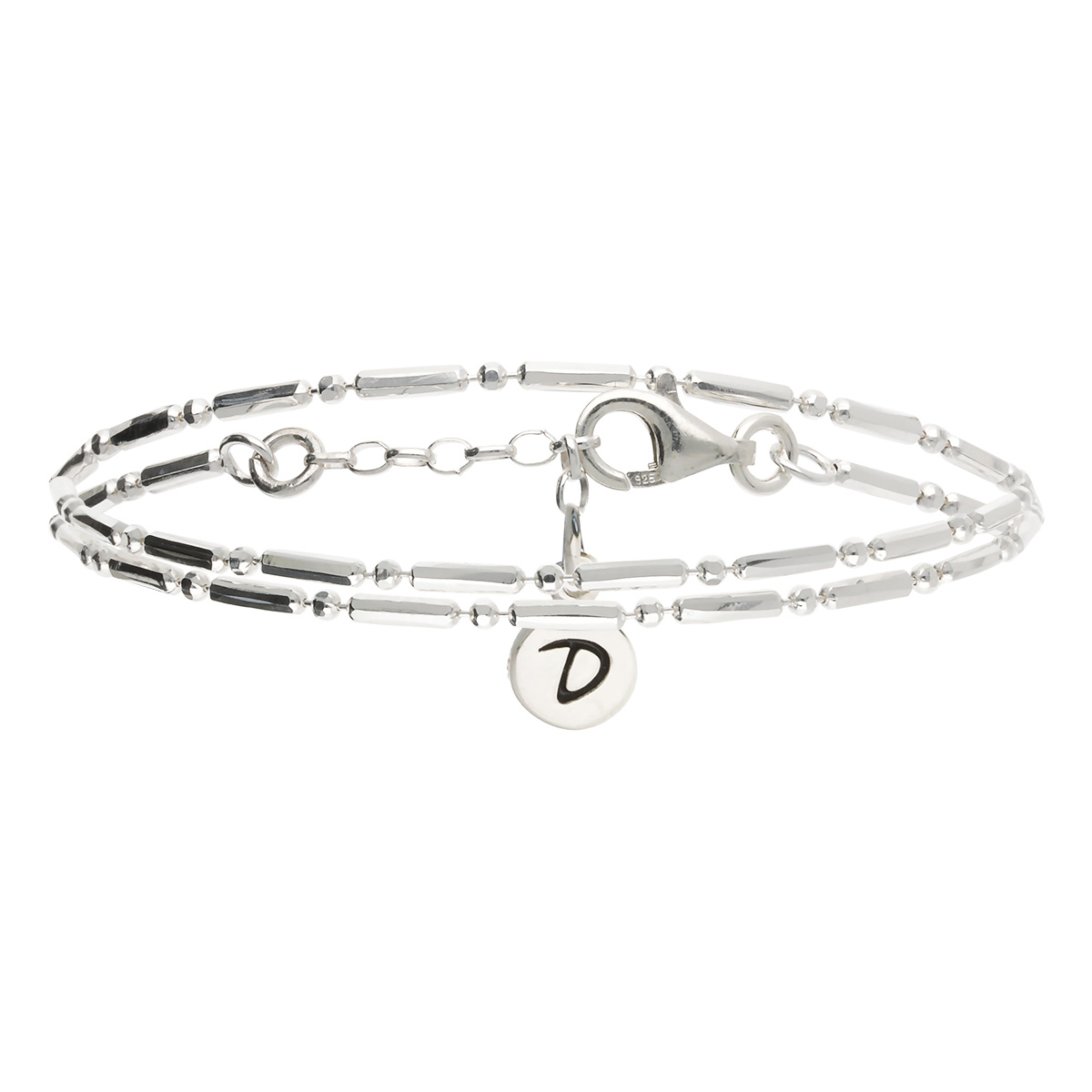 Bracelet en acier oxydes blancs - 19+1cm réglable double fermoir