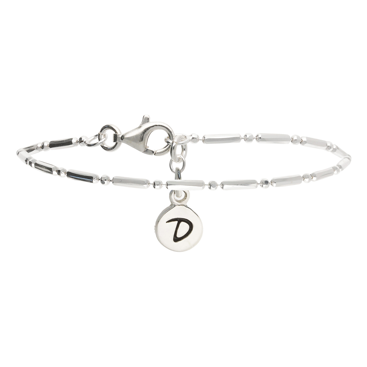 Bracelet Chaîne Fine Barre et Boule En Argent 925