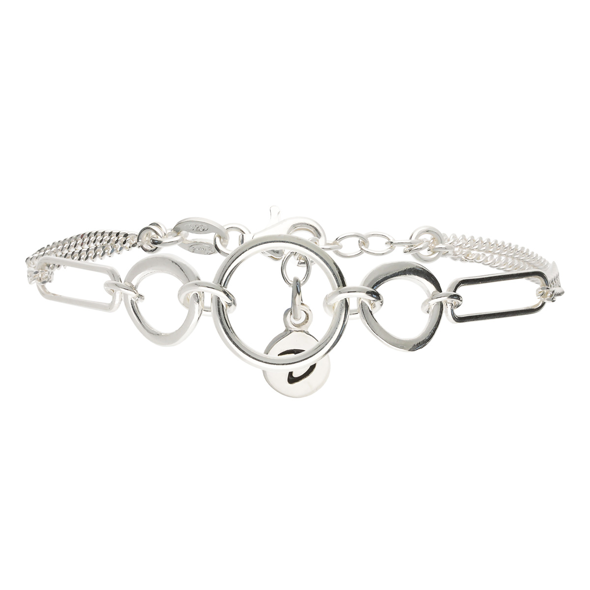 Bracelet Chaîne Maillons Et Anneaux en Argent 925
