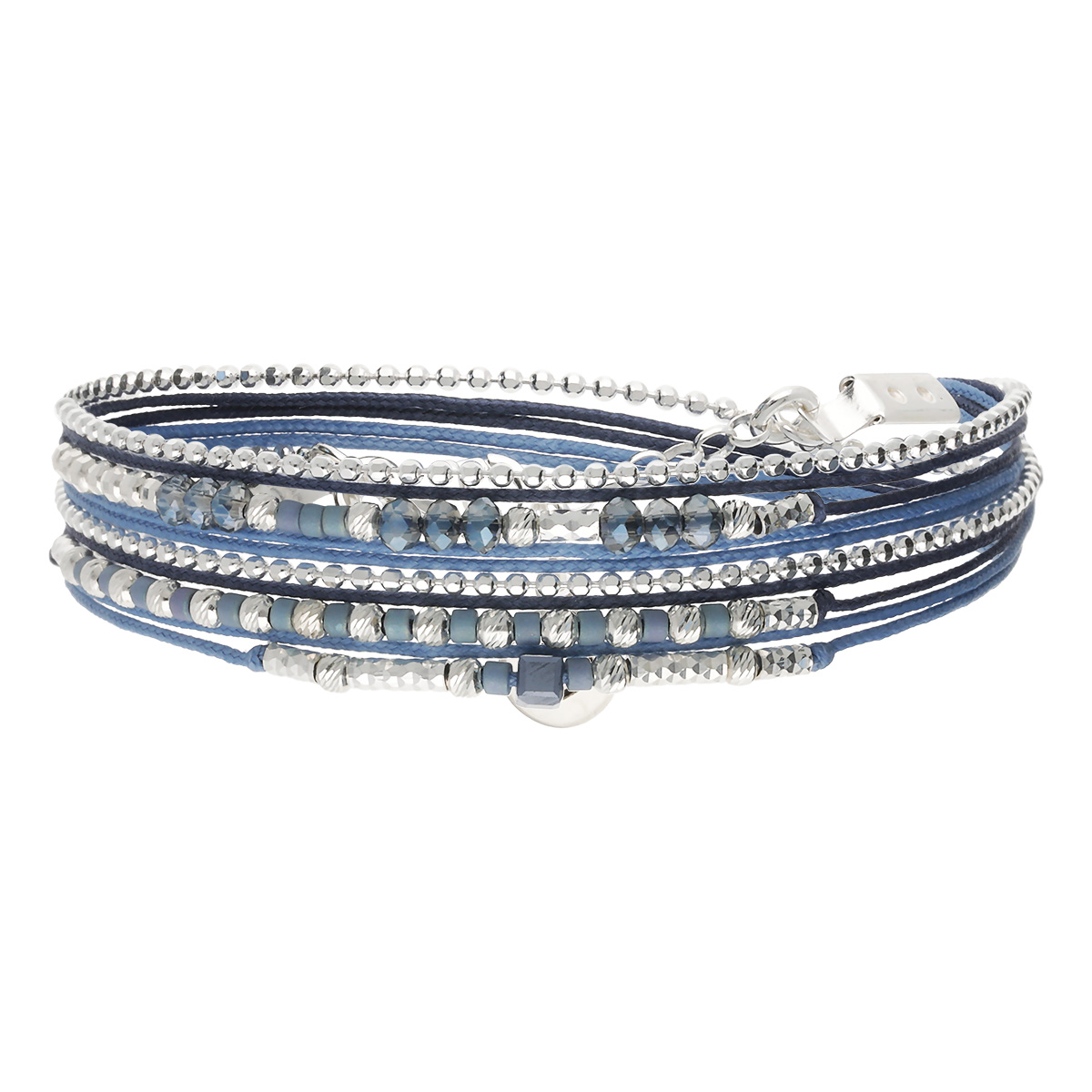 Bracelet 2 Tours Argent 925 Bleu Le Petit Cube