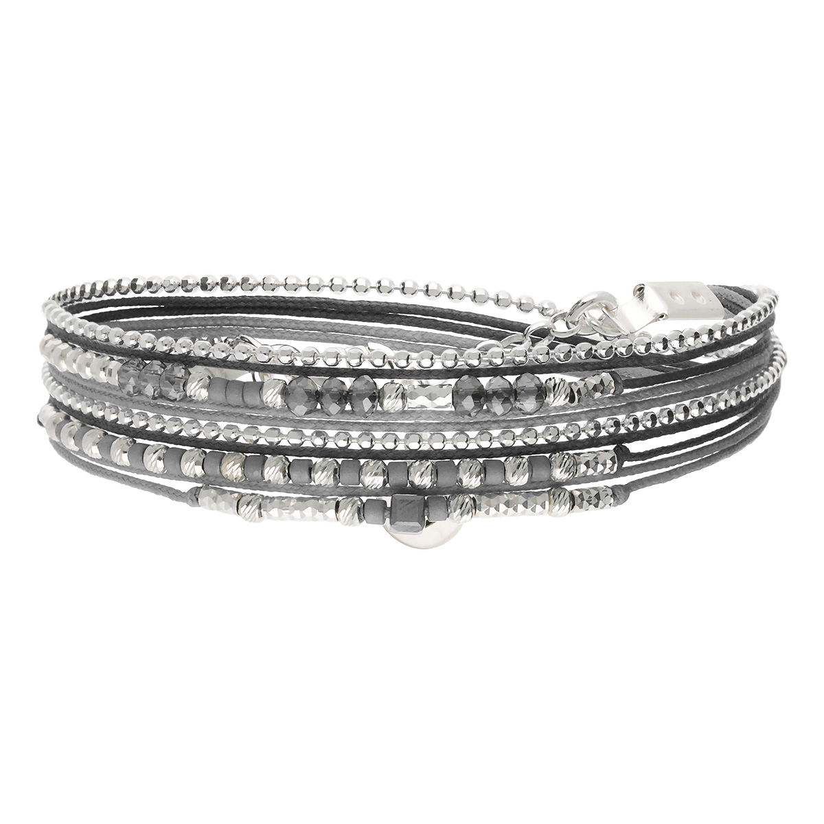 Bracelet 2 Tours Argent 925 Gris Le Petit Cube