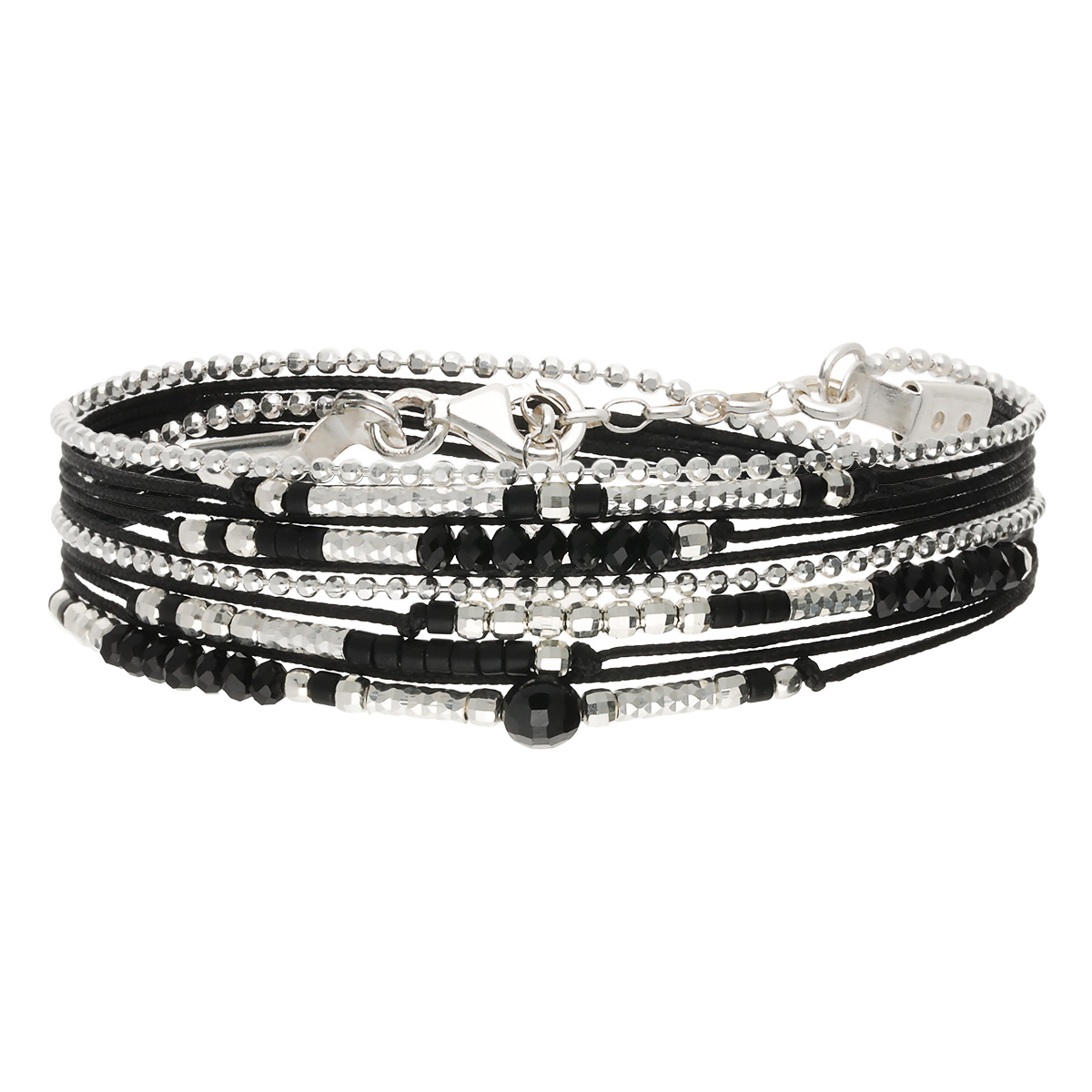 Bracelet  2 Tours Argent 925 Noir Atlanta