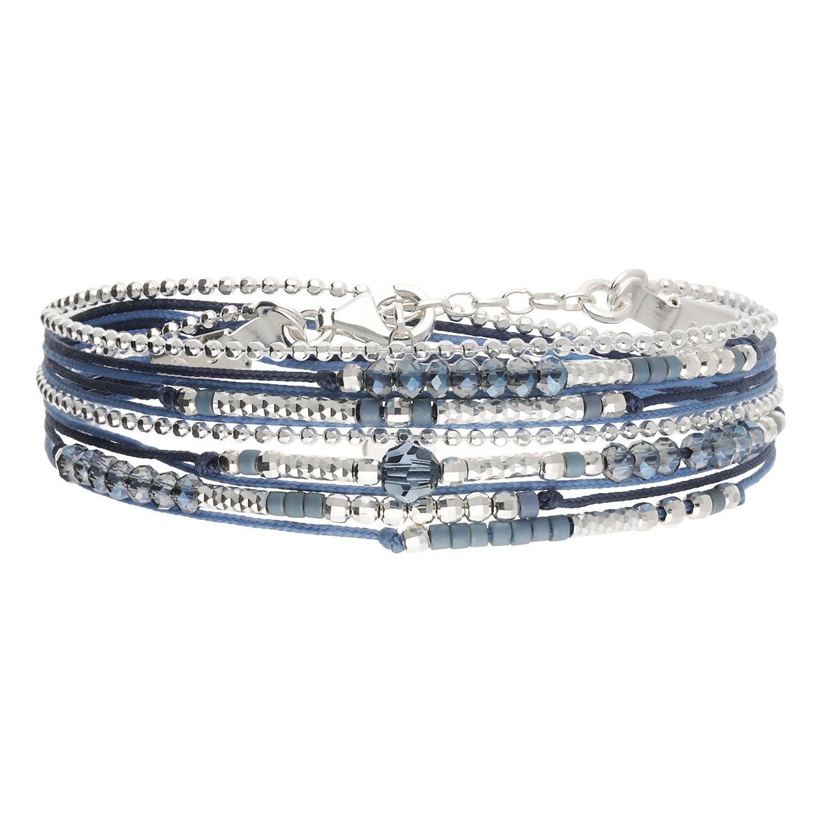 Bracelet 2 Tours Argent 925 Bleu Atlanta