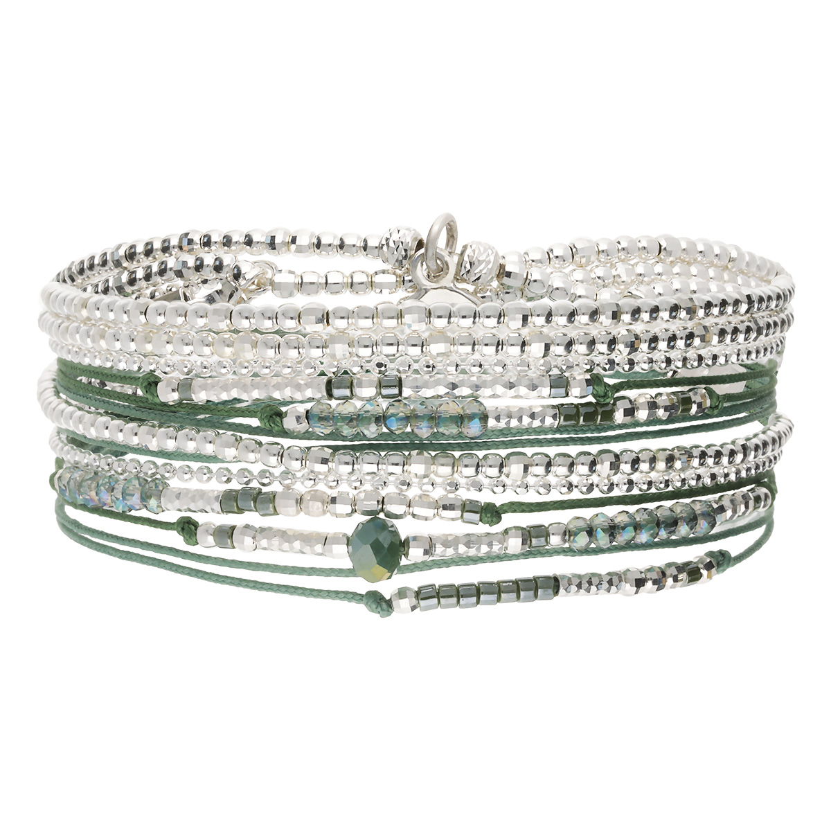 Bracelet 3 Tours Argent 925 Vert Élastique Le Désiré