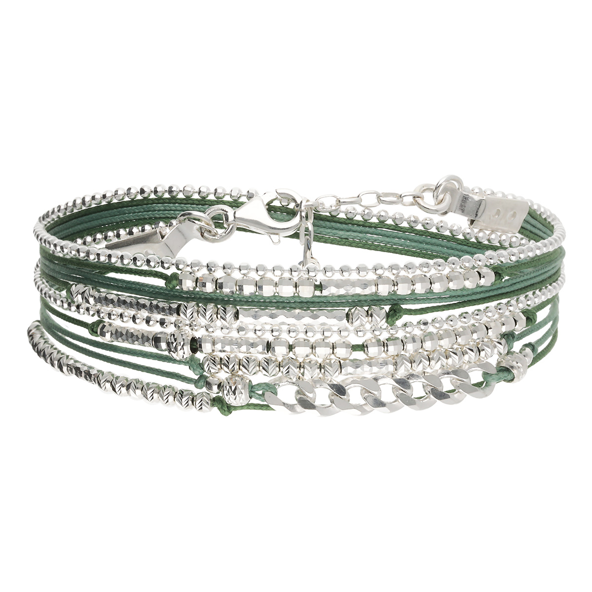 Bracelet 2 Tours Argent 925 Vert Oklahoma