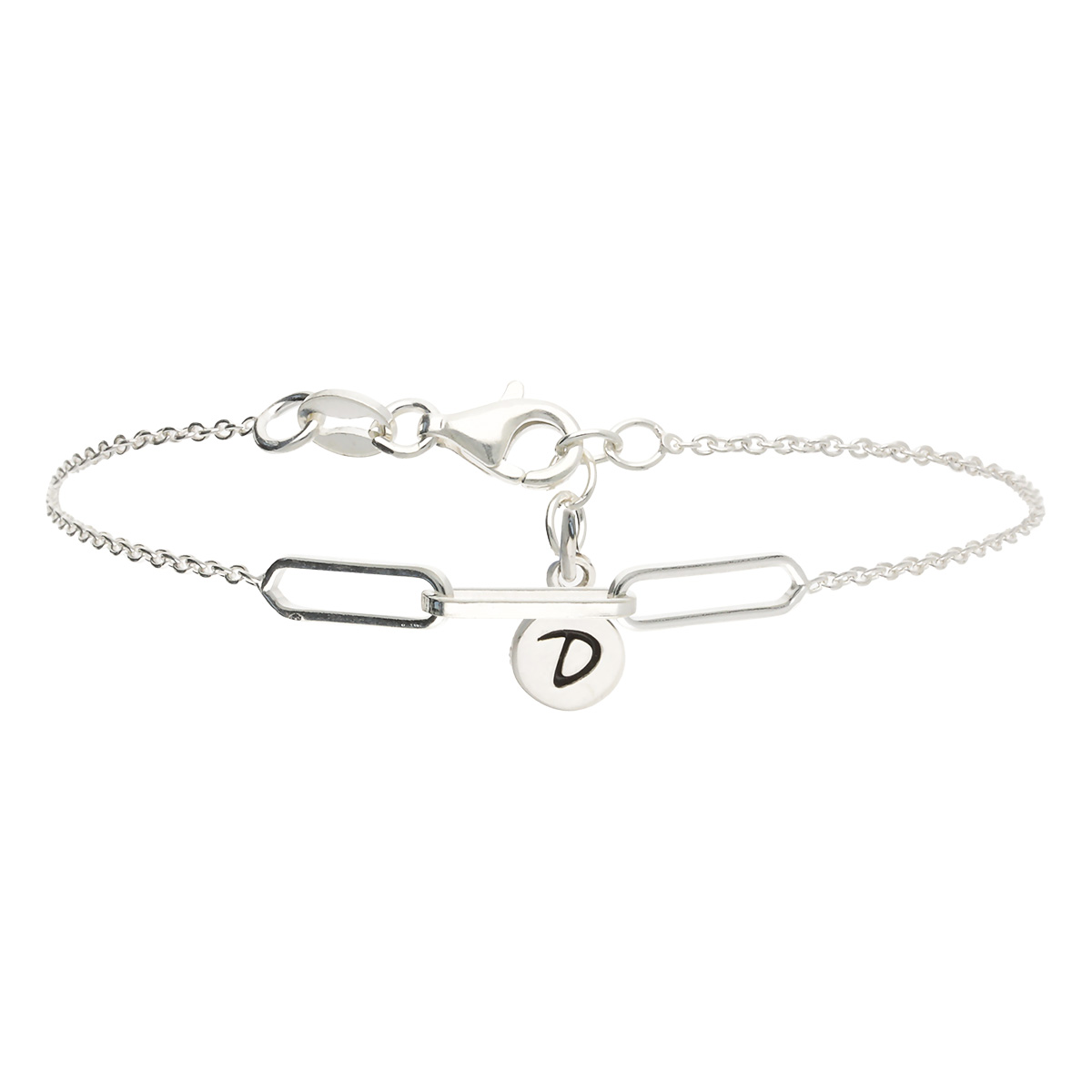Bracelet Chaîne et Trois Maillons en Argent 925