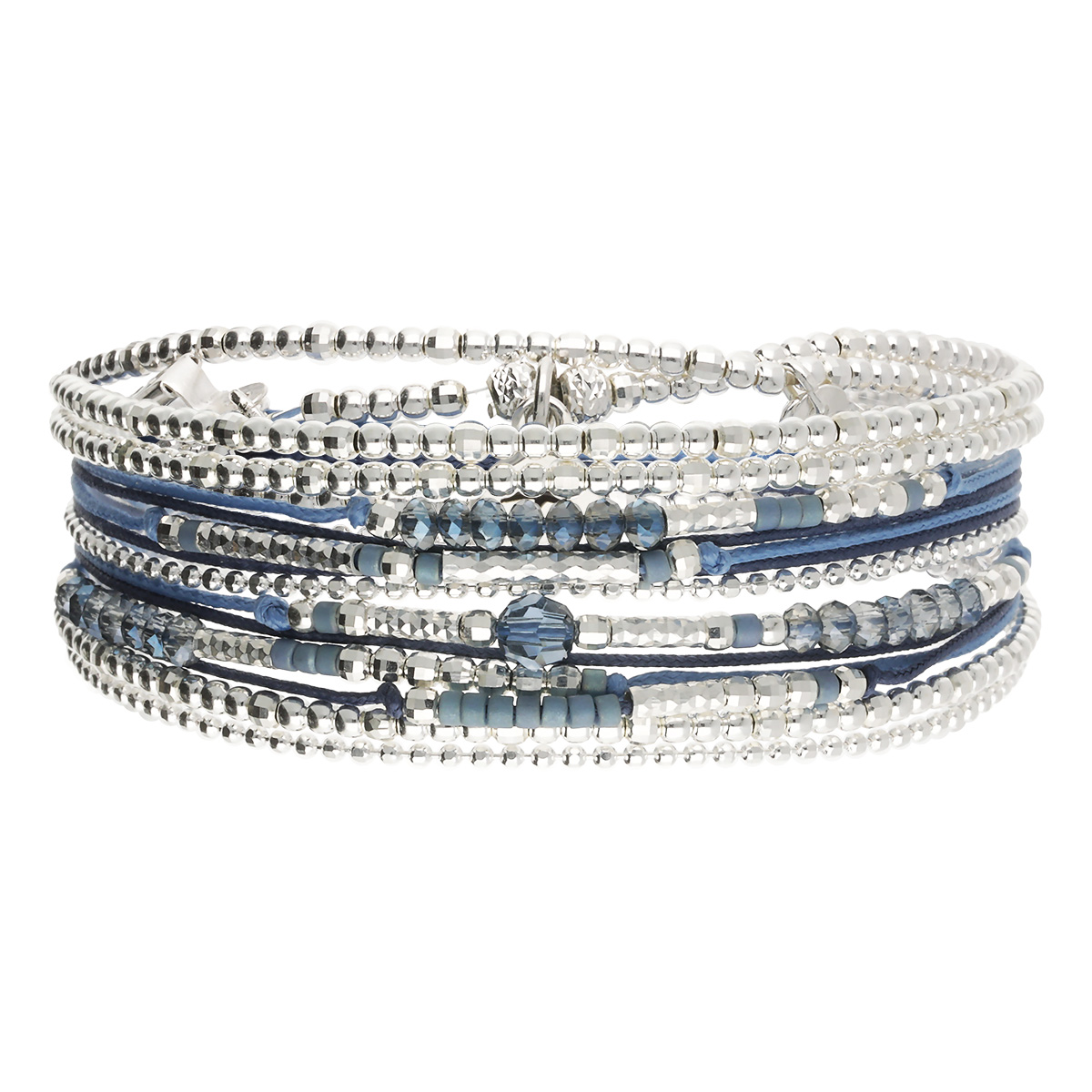 Bracelet 3 Tours Argent 925 Élastique Bleu Le Désiré