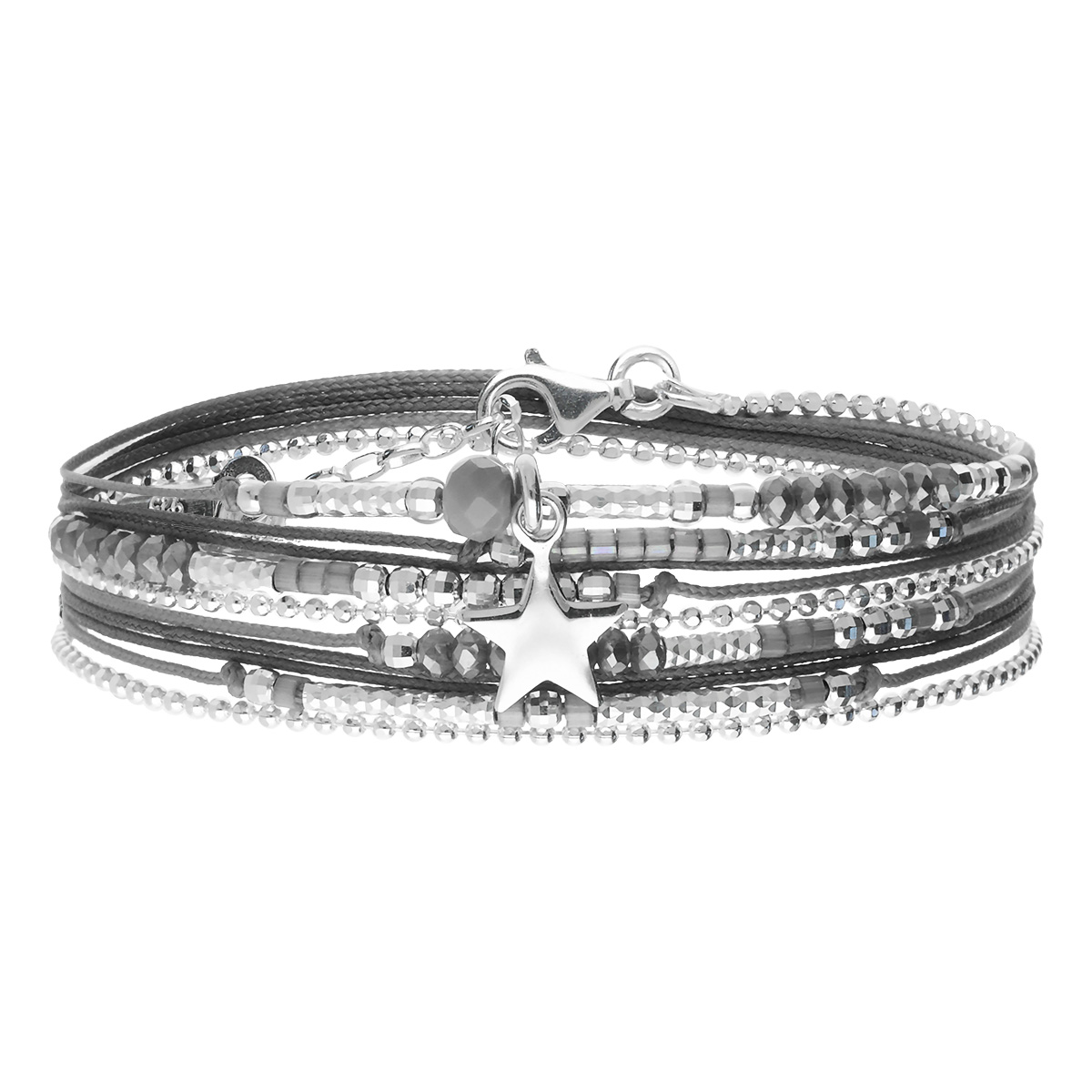 Bracelet 2 Tours Argent 925 Gris Atlanta Étoile Gravable