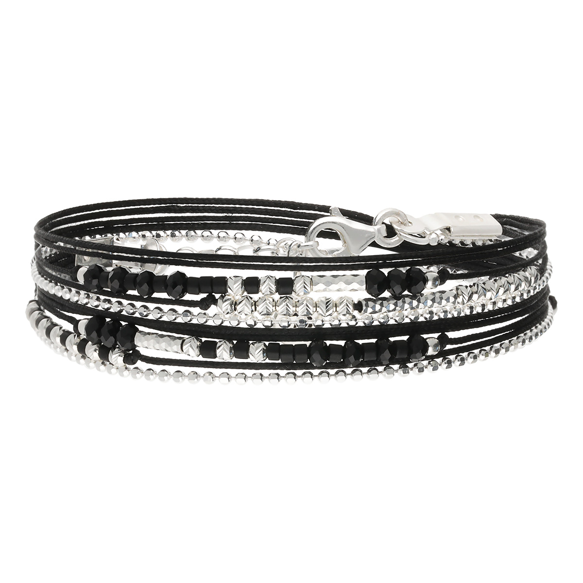 Bracelet 2 Tours Argent 925 Noir Formosa