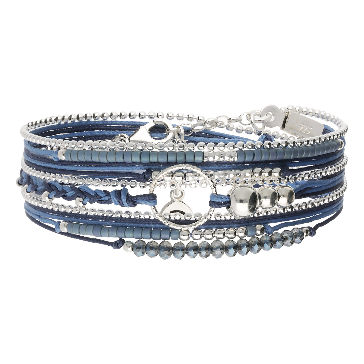 Bracelet 3 Tours Bleu Argent 925 Le Somptueux