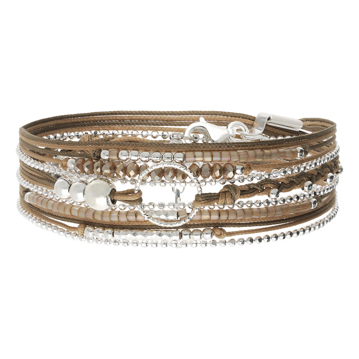 Bracelet 3 Tours Argent 925 Marron Le Somptueux